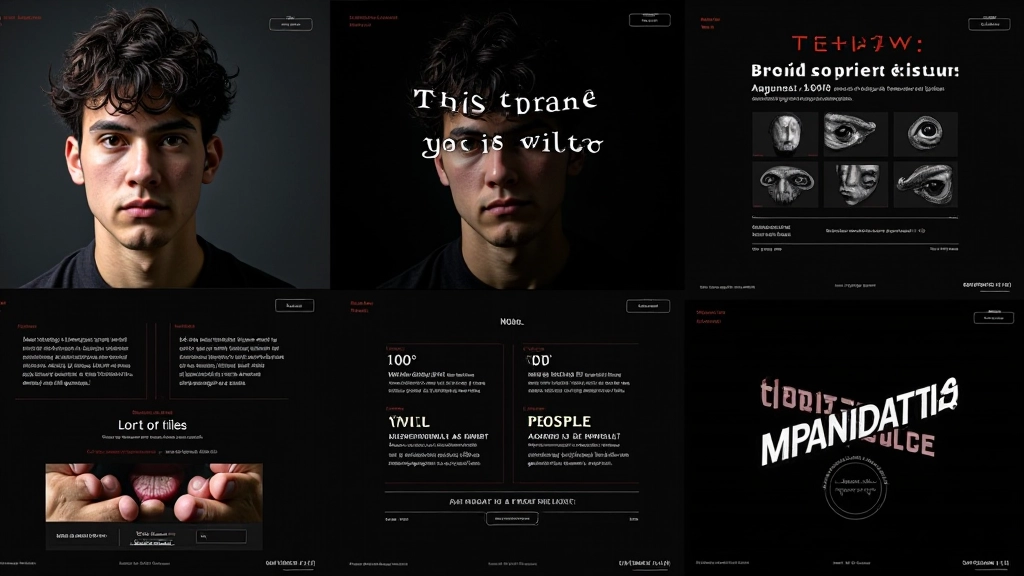 Sammlung verschiedener experimenteller Webseiten-Designs mit brutalistischen Elementen