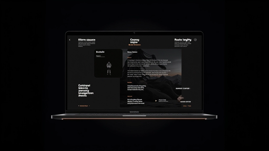 Moderne Webseite mit experimentellem Layout, schwarzer Typografie und ungewöhnlicher Navigation